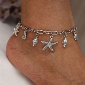 Summer themed dangling charm ankle bracelet